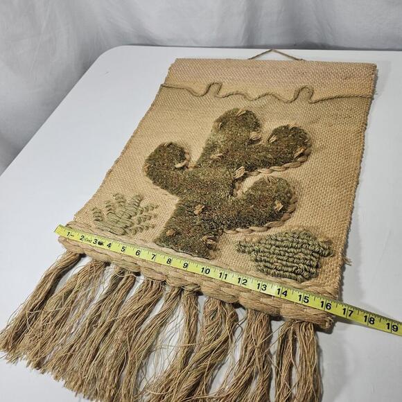 Vintage 1986 ICA Wall Hanging Southwest Woven Jute Textured 3D Cactus Tapestry - Picture 11 of 15